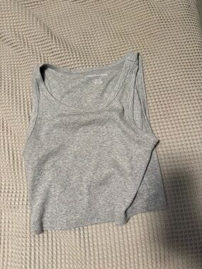 American Eagle Outfitters Light Gray Ribbed Tank Top - Women's